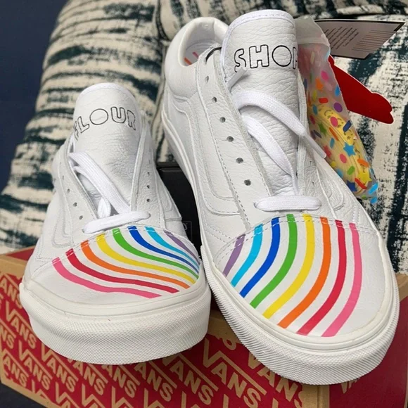 Vans Old Skool Flour Shop Rainbow/True White MENS - Picture 9 of 16